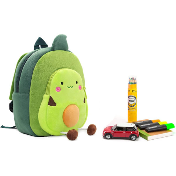 Söt Barnryggsäck Barnväska Plysch Djur Cartoon Mini Resväska för Baby Flicka Pojke 2-6 År (Grön Avokado)