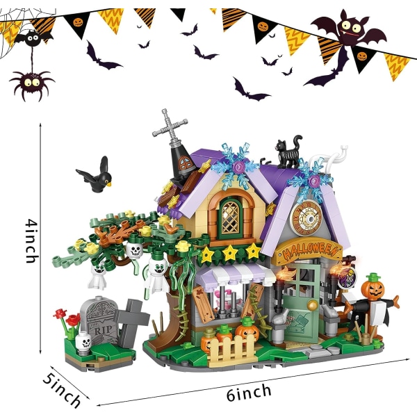 Halloween Haunted House Mini Bricks Building Toys -  Ghost Vampire Building Kit for Kids, Halloween Displayable Model Haunted House Party Gift