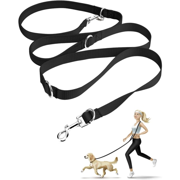 Hands Free Dog Leash,Multifunctional Dog Training Leash,8ft Nylon Double Leash for Puppy Small Medium Service DogsBlack