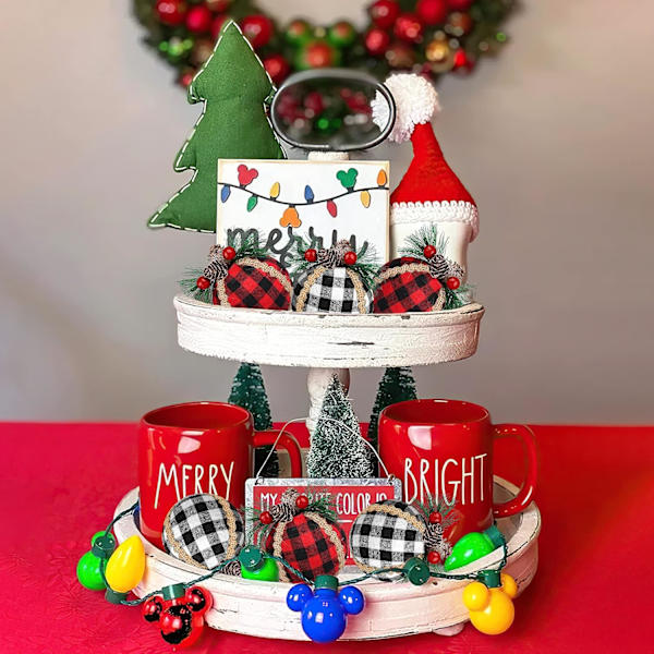 6 stk. Julekugler i Buffalo Plaid