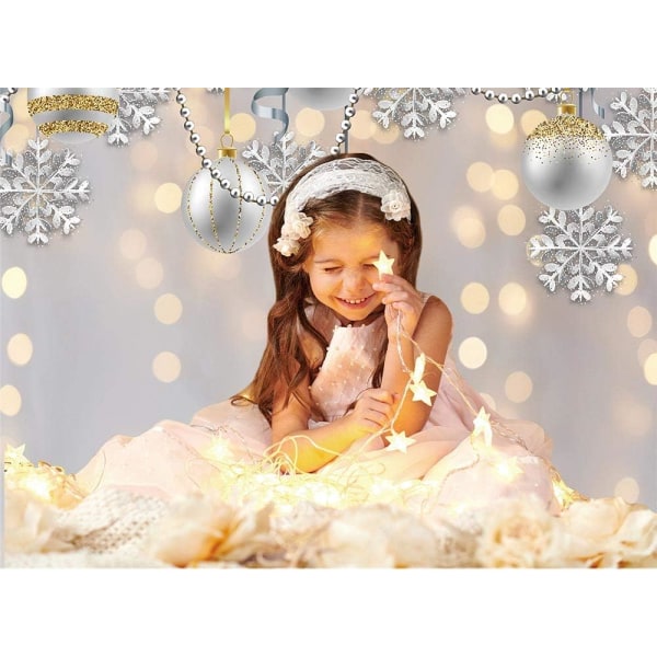 Heyone 7x5ft Winter Wonderland Party Bakgrund för Fotografi Fotografi Vit jul God jul Snöflinga Glitter Bokeh Bakgrund Sparkle Baby