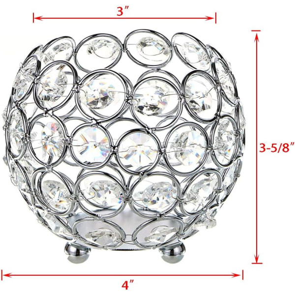 10cm Kristallskål Votivljusstake Glittrande Tealight Ljusstakar Ljuslyktor Dekorativa Kandelabrar Vas för Jul (Silverfärg)