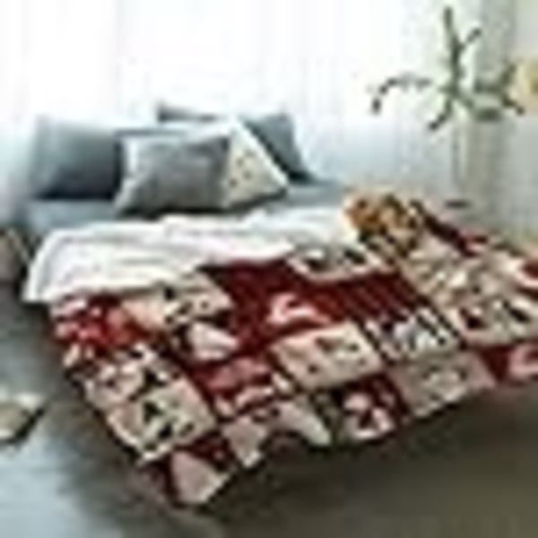 God Jul Röd Rutig Filtfilt Super Mjuk Flanell Ull Överkast Filt Älg Tomte Rutig Filt Mysig Varm Plysch Filt för Soffa Säng 40x60 tum