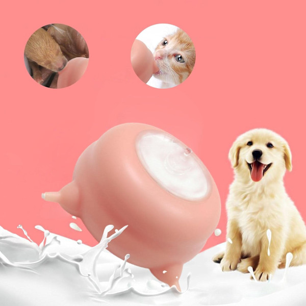 Hvalpefoder, Silikone Hvalpe Mælkefoder med 4 Nipples | Selvfodringsanordning til Amning af Små Katte og Hunde 200 ML