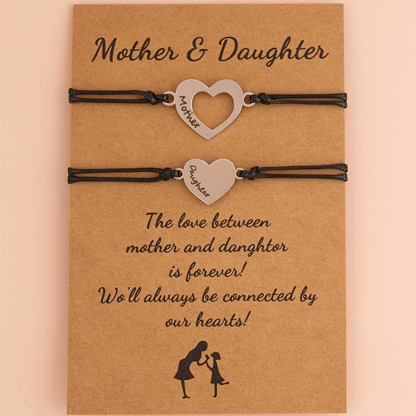 Matchande armbandset för mamma och dotter, 2 matchande armband, present från mamma till dotter, hjärtarmband för kvinnor