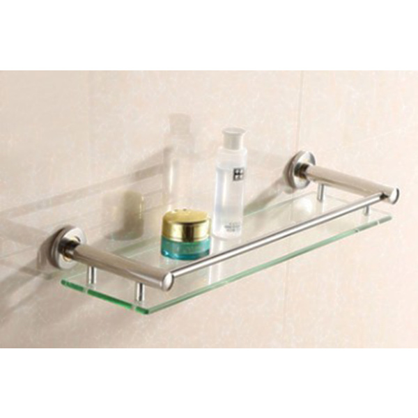 Glashylde til badeværelse - i 1 eller 2, vægmontering, aluminium, hærdet glas, bredde: 50 cm, inkl. monteringsmateriale