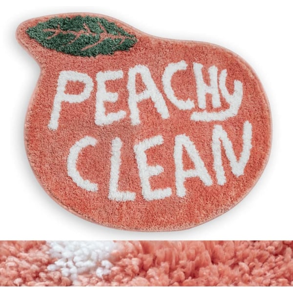 Fersken badematte Peachy Clean badematter for baderom sklisikker korallrosa baderomsmatter vaskbar badekarmatte toalettmatte (25,2\"X20,5\")