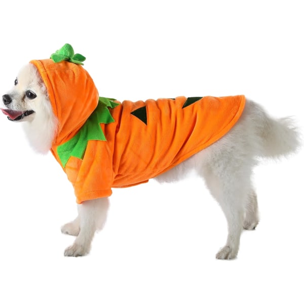 Valp Hund Husdjur Halloween Pumpa Kostym Ytterkläder Kappa Hoodie (L)