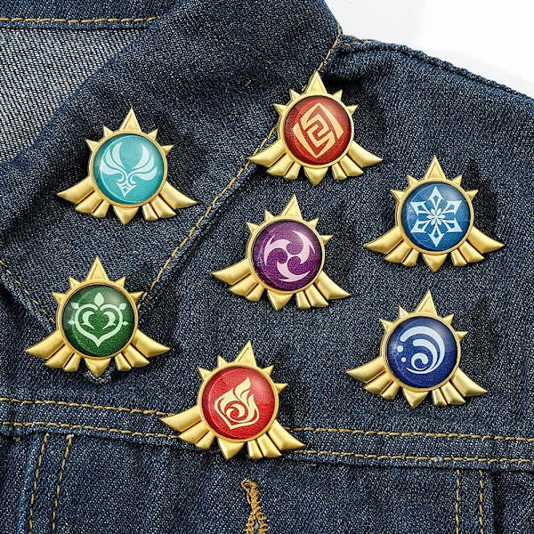Genshin Impact Vision Lysende Nøkkelring, Gull Spillfigur Nøkkelring Anheng Nøkkelring Tilbehør Cosplay Kostyme Gaver