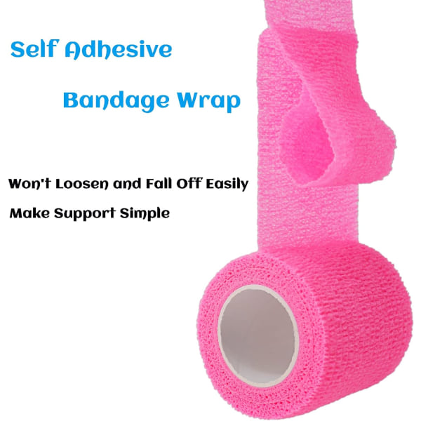 24 rullar Rosa Elastiskt självhäftande bandage omslag, ankel stukningar Svullnad Medical First Aid Sport Athletic Tejp, Hundar Pet Vet Wrap 2" x 5 Yards.