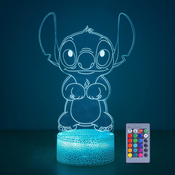 3D Illusion Stitch Night Light: Stitch Light med fjärrkontroll och Smart Touch, Stitch Lamp Stitch Rumsdekor för flickor som födelsedag