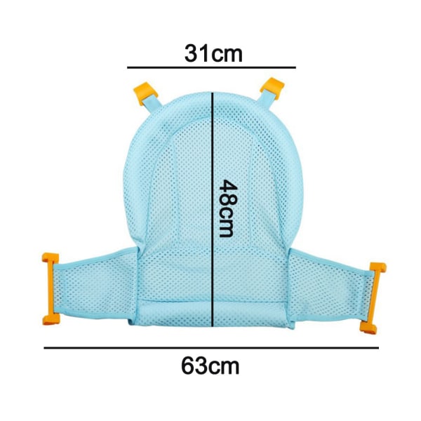 Babybadesæde Støttemåtte til spædbørnbadesæde, justerbar Komfortabel skridsikker babybrusernetbadekar Sit Up Mesh-blå