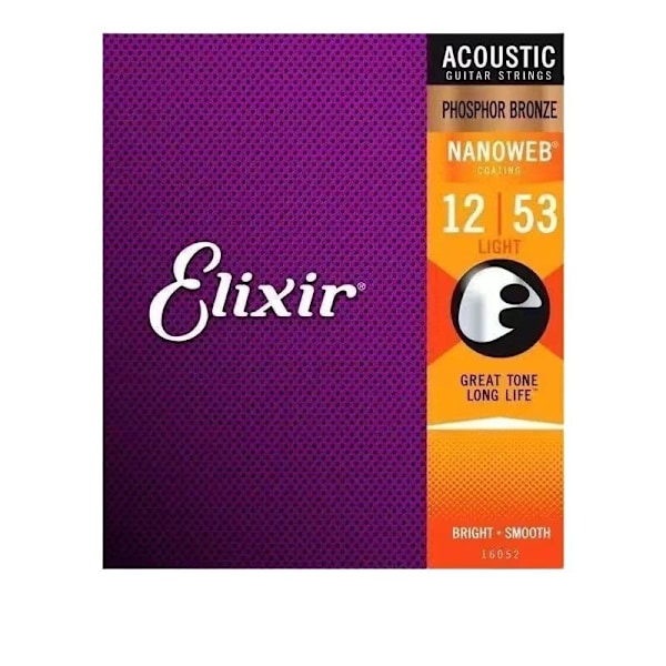 Elixir Acoustic Guitar Strings Nanoweb Phosphor Bronze Light 16002 11052-012