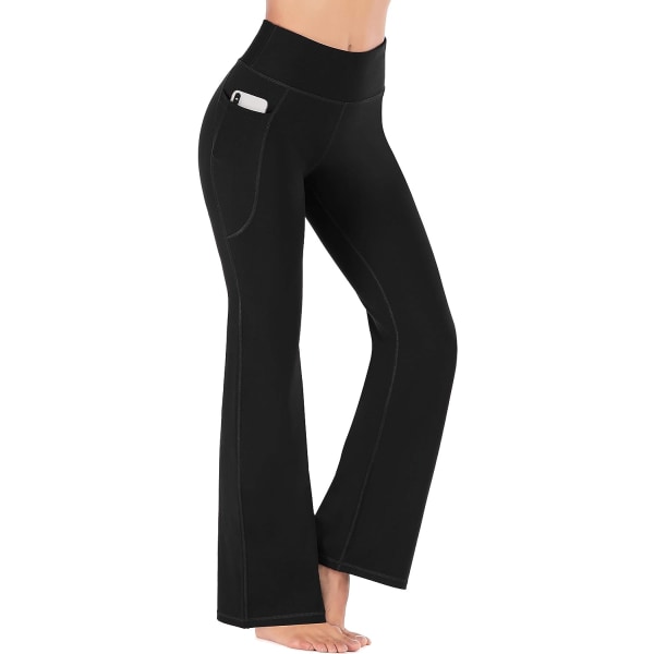 M Yogabukser for kvinner med lommer Treningsbukser med høy midje Lange treningsbukser for kvinner i ett stykke