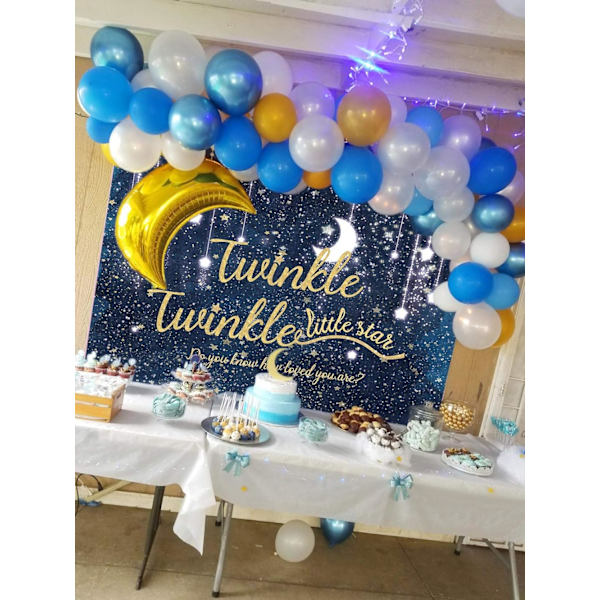 Twinkle Twinkle Little Star Taustakangas Yötaivaan Kiiltävä Tähti ja Kuu Galaksin Avaruus Valokuvaustaustaksi Glitter Tähti Lasten Syntymäpäivä 7x5FT