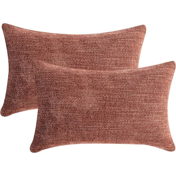Midjekuddfodral 12x20 tum 2-pack set av röd keramisk rost dekorativ prydnadskuddfodral soffa domstol dekorativ rektangel funktion kuddfodral