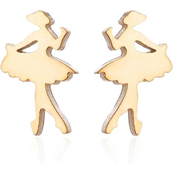 Heyone Stainless Steel Cute Tiny Ballet Dance Stud Earrings Recital Gift for Girls