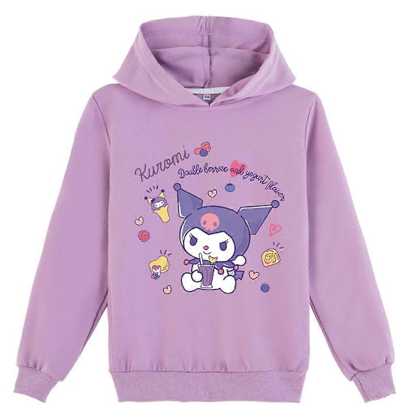 Flickor My Melody Kuromi Tryckt Långärmad Tröja Huvtröjor Hooded Pullover Toppar Purple 7-8 Years