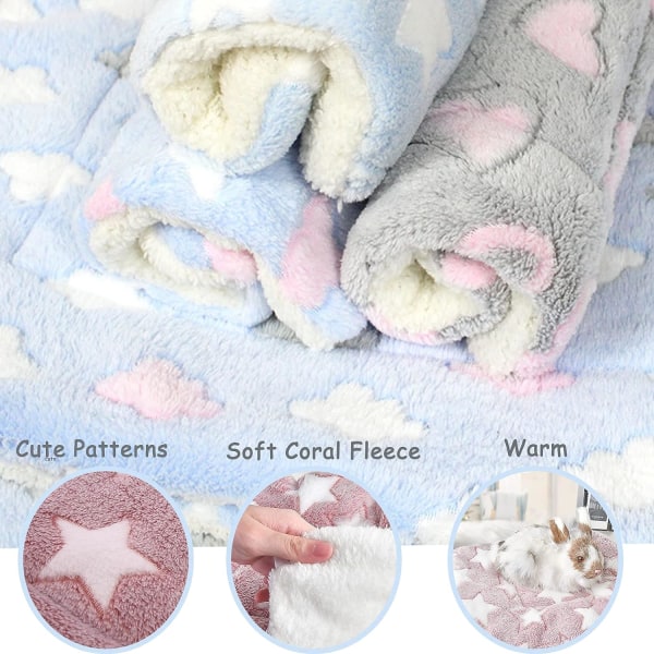 4 Pieces Hamster Guinea Pig Warm Bed Mats Soft Plush Hamster Pad Mats Small Animal Winter Sleep  Guinea Pig Squirrel Hedgehog Mice