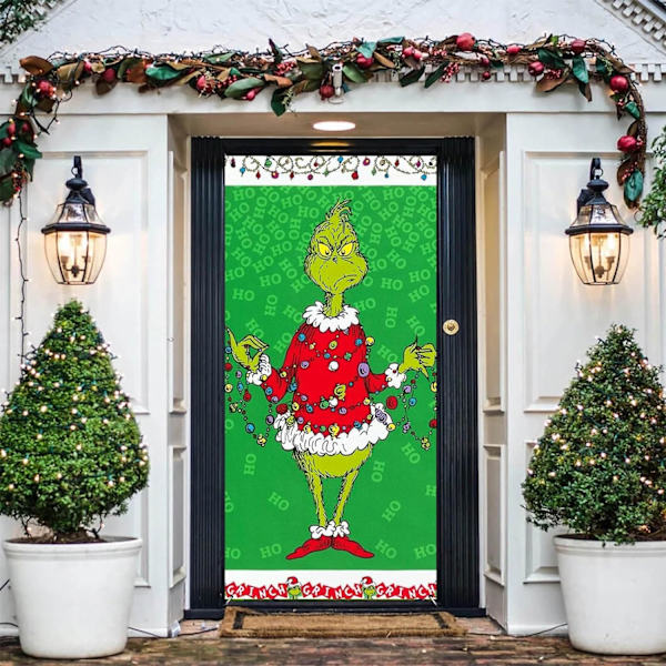Grinchmas Dørdekorationer til Jul - Dørdekoration i Sort og Grøn til Julefest