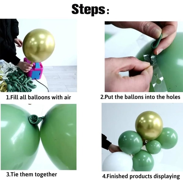 137 STK Sage Green Balloon Garland Arch Kit Vitguld Konfettiballonger Retro grön ballong och guld Metallic Chrome Latex Ballongs Set