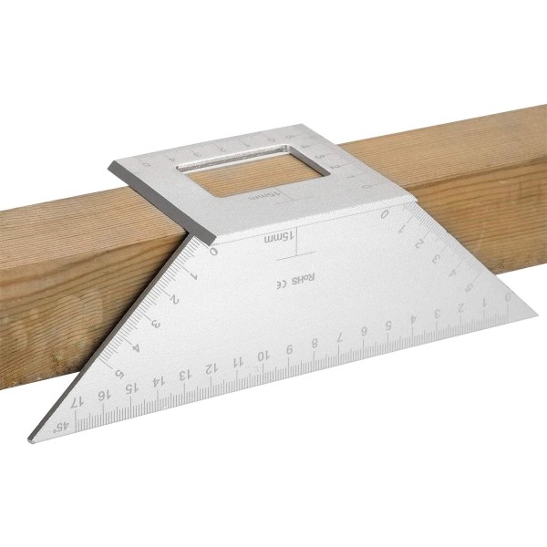 2 Sal Layout Firkantet Måler for Trebearbeiding, 45/45 Grader - 90/45 Grader Firkantet Layout Gehrung Vinkel Måling T Linjal, Aluminiumlegering  (Sølv)