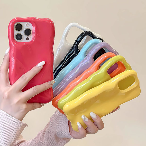 Rosa röd iPhone-fodral, kompatibel med iPhone 13Pro Max, fashion söt 3D enfärgad meteoritform fodral, stöttålig mjuk TPU-skyddsfodral för flickor, kvinnor