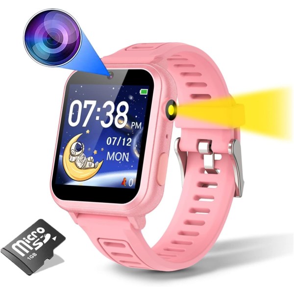 Smartwatch til børn - Smartwatch til børn med 16 spil | Kamera | Musik | Alarm | til børn i alderen 4-12 år (blå)