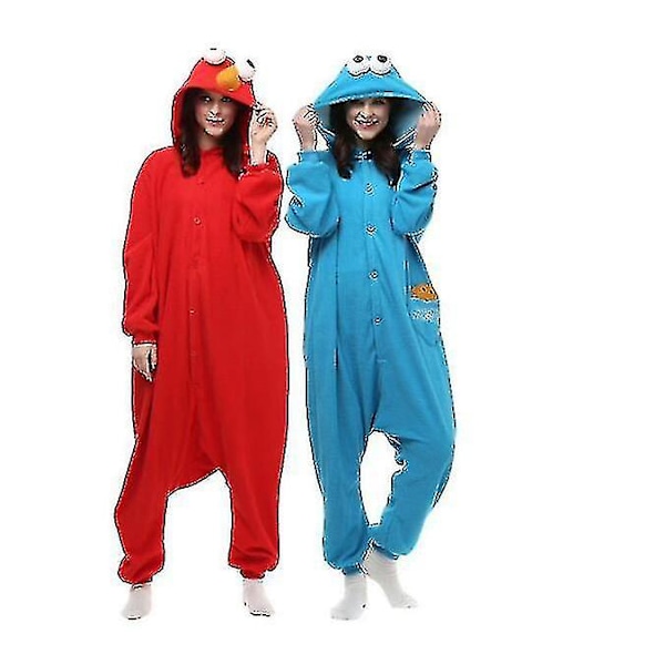 Vuxen Sesam Street Cookie Kostym Pyjamas Outfit Blue kids 85