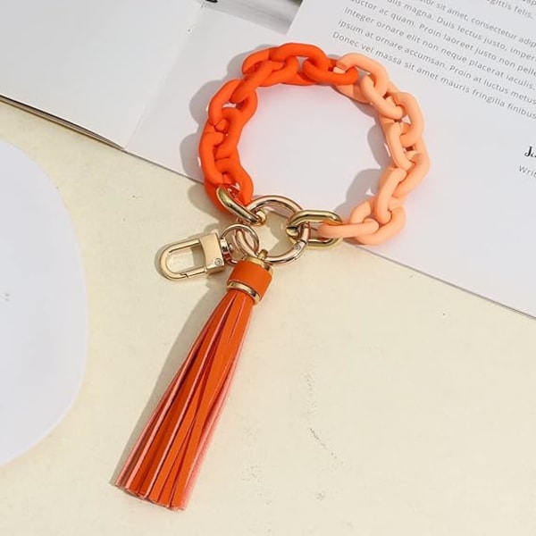 Chunky Chain Link Wristlet Keychain Acrylic Bangle Key Ring Bracelet Key Chain Cute Boho Modern Car Keychain Holder