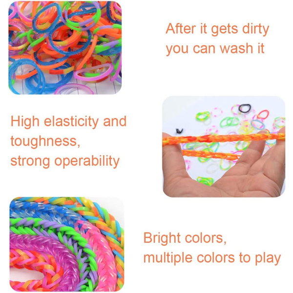 Gör-det-själv gummiband set, 1500 färgglada gummiband startset låda med vävstol för armband, färgglad startlåda