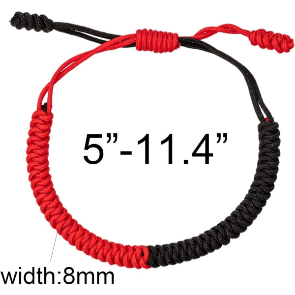 Handmade Buddhist String Bracelets for Women Men Boys Girls, Tibetan Adjustable Woven Rope Bracelet, Red and Black, 2or 6 pcs/set