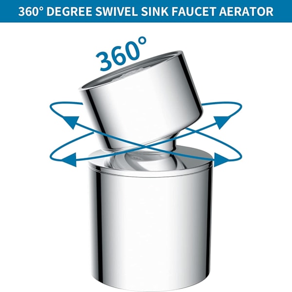 Haneperlator, 360° drejelig vaskeluftningsventil, dobbeltfunktion 2-strålesprayhanehoved, haneudskiftningsdele 55/64 tomme hun