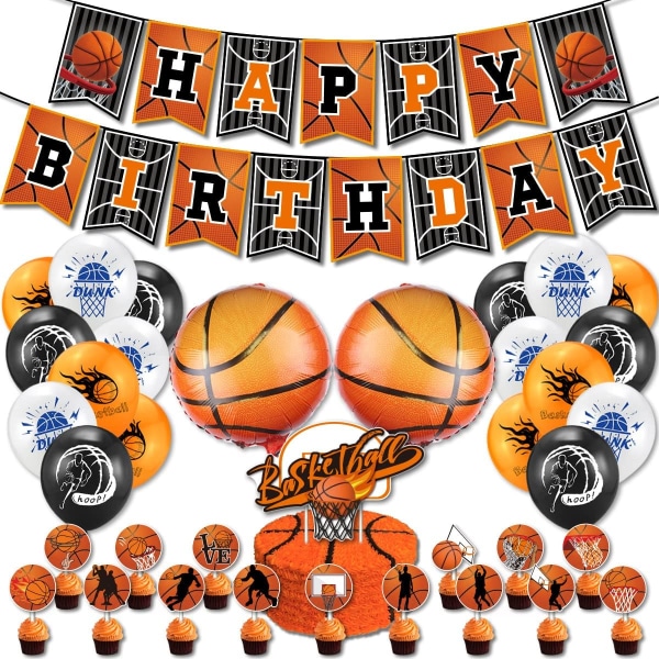 Basketball festpynt Basketball fødselsdagspynt til drenge 37 stk. fødselsdagsbannerballoner