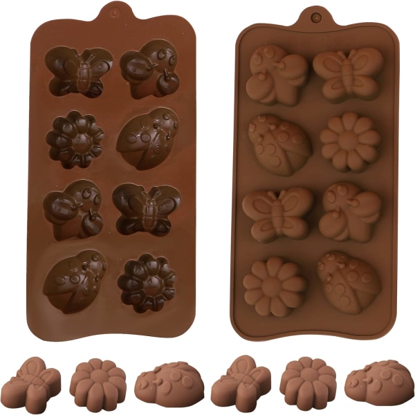 Sjokoladeformer med forskjellige mønstre for forlovelse og fest Smelteformer for sjokolade og issjokolade 1 stykke sett (insekter)