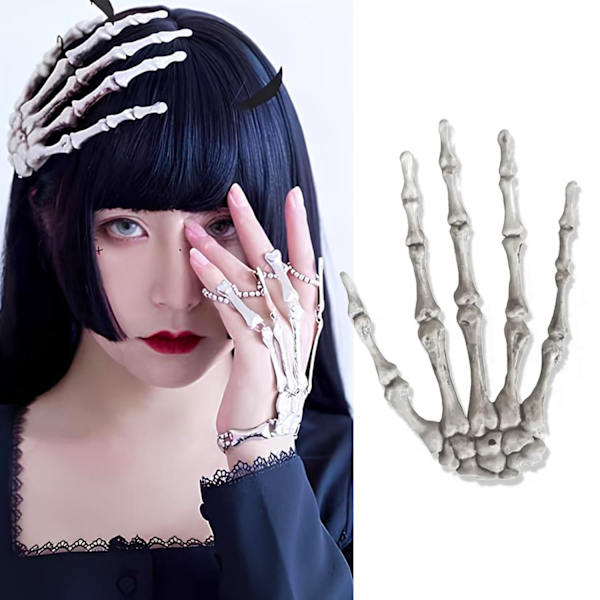 Halloween-luurangoista tehdyt hiuspidikkeet, luurankokäden hiusneula, kauhu Halloween-hiusasusteet naisille ja tytöille, aavehiuspidikkeet cosplayhin, 1 kpl