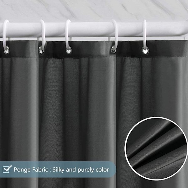 Dusjforheng Anti Mugg Resistent Vanntett Bad Gardiner Mørk Grå Vaskbar Polyester Stoff 100x200cm  39x78 Tommer