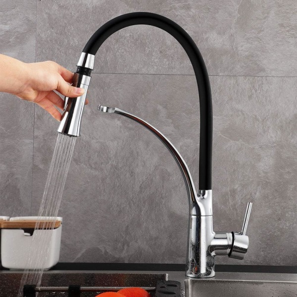 Kitchen mixer with pull-down spray Multi-tasking model Single lever high arc pull-out kitchen sink mixer