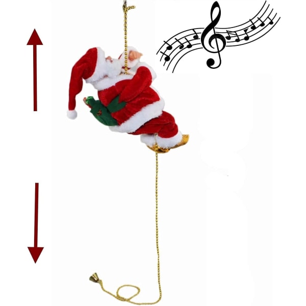 9\" Elektrisk Julenisse Klatring Tau Stige med Syngende Musikk, Animert Plysj Henge Xmas Dukke Figur Ornament for Feriefest (2 Pakker)