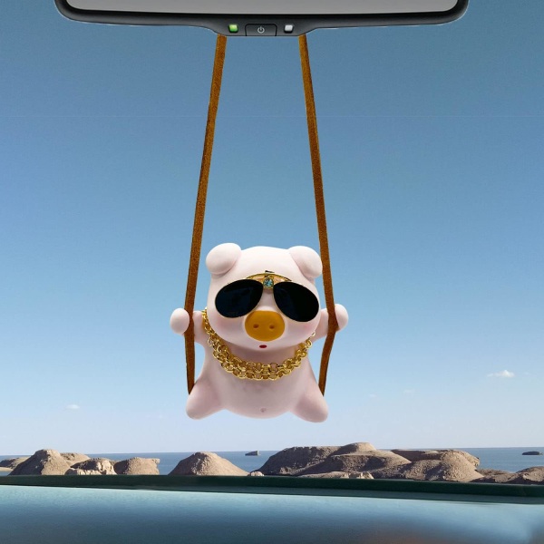 Söt Swing Piggy Car Hängande prydnad, rolig bildekor för backspegel, biltillbehör för kvinnor eller män (Piggy5)