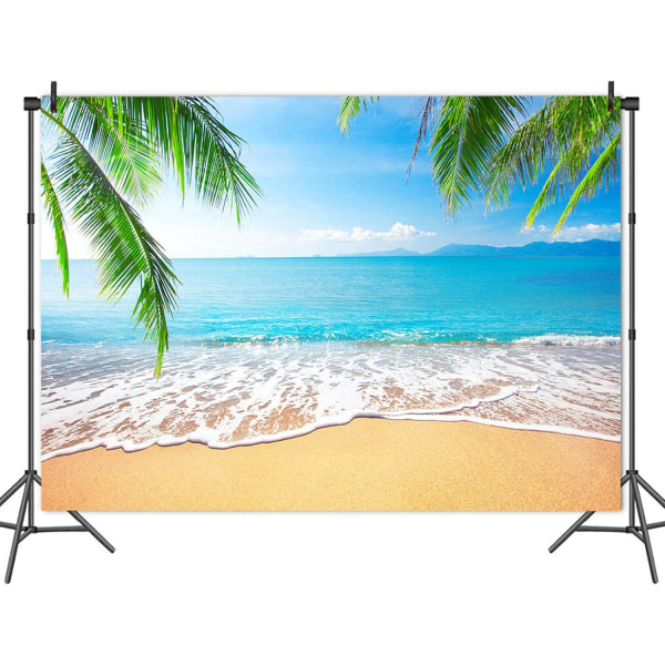 7x5ft Sommer Tropisk Strand Hawaii Luau Kyst Palme Hav Blå Himmel Fotografi Bakgrunn Bryllup Brud Dusj