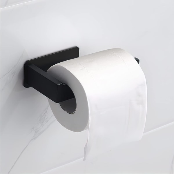 Toiletpapirholder Moderne Kvadratisk Stil Toiletpapirholder Vægmontering, SUS 304 Rustfrit Stål til Badeværelse, Køkken, Vaskerum (Sort)