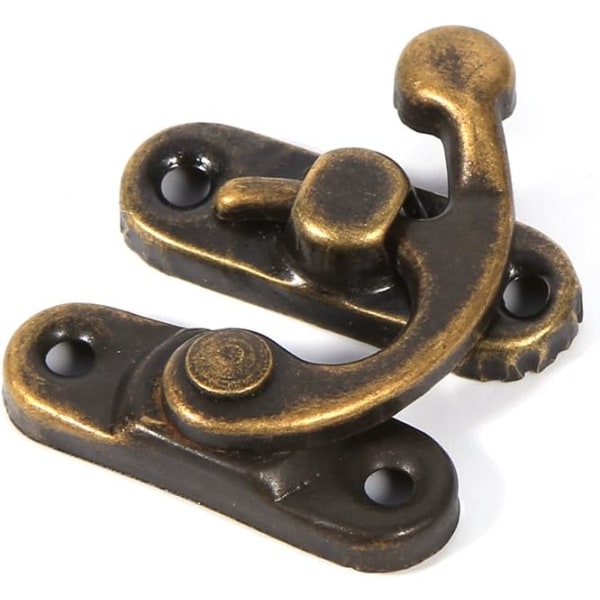 12 STK Antik venstre/høyre låsekrok Hasp hornlås med skruelås veske DIY tre smykkeskrin Dekorativ (venstre-mørk bronse)