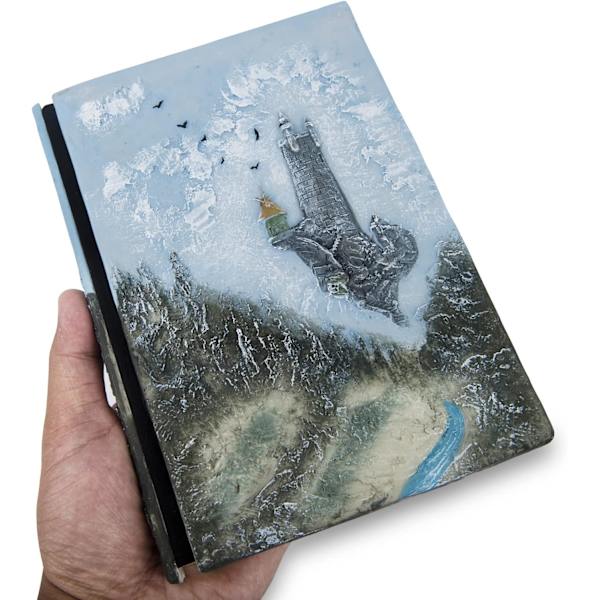 3D Relief Notebook Journal Writing Embossed Notebook Journal Handmade Daily Notepad Antique Travel Diary(7.3\" x 5.1\" (Blå-slott)