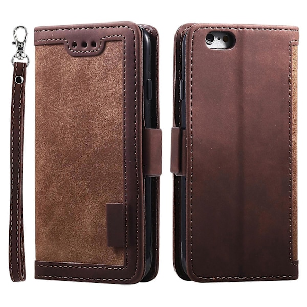 För iPhone 16e Fodral RFID-blockerande Plånboksställ Läder Telefonskal Multicolor Brown