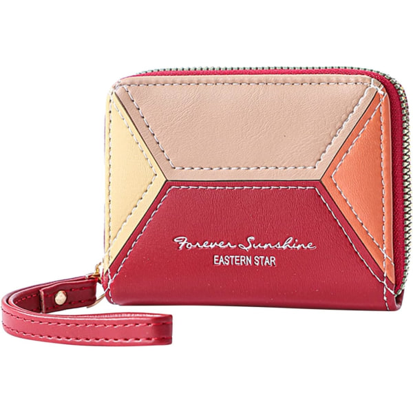Söta plånböcker för kvinnor Mode Coin ID Kort plånbok Färgmatchande enfärgad dragkedja för kvinnor Söt (rosa, en one size)