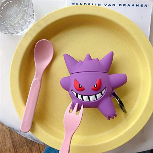 Sød tegneseriefigur Airpod-etui, Anti-fald blød silikone Airpod 1/2 etui, Sjovt Kawaii mode tegneserie 3D etui til AirPod 1/2. (Ghost Purple)