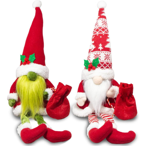 Julenisser Dekorationer 2PC Nisser Plys Samlerfigur Tomte Glædelig Jul Nisse Gnome Svensk Tomte Nisse Plys til Decor Holiay