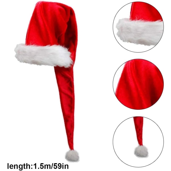 Heyone 11,8×60 tums superlång tomtehatt,Novelty Christmas Hat,Julpynt för barn