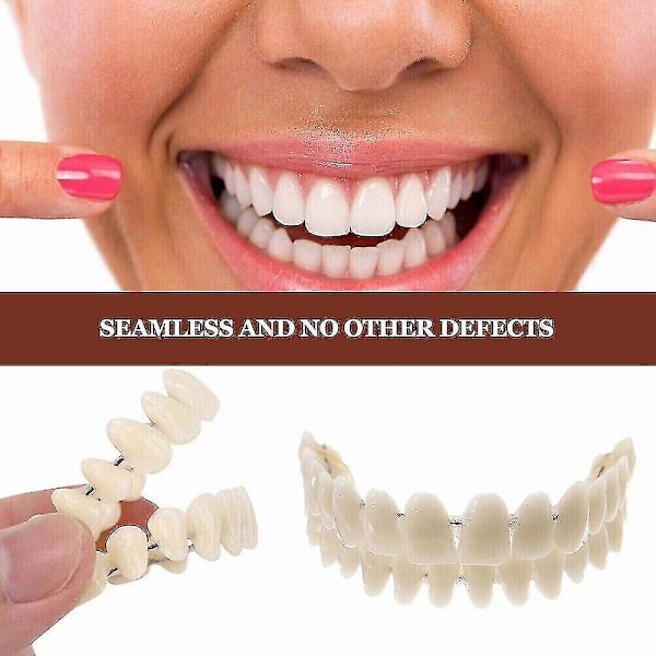 Smile Snap On Falske Tenner Øvre Nedre Dental Veneers Proteser Tann Deksel Sett